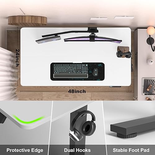 Miniatura 7 de Escritorio eléctrico de altura ajustable, mesa de trabajo para juegos de oficina en casa, escritorio ergonómico para sentarse a estar de pie,