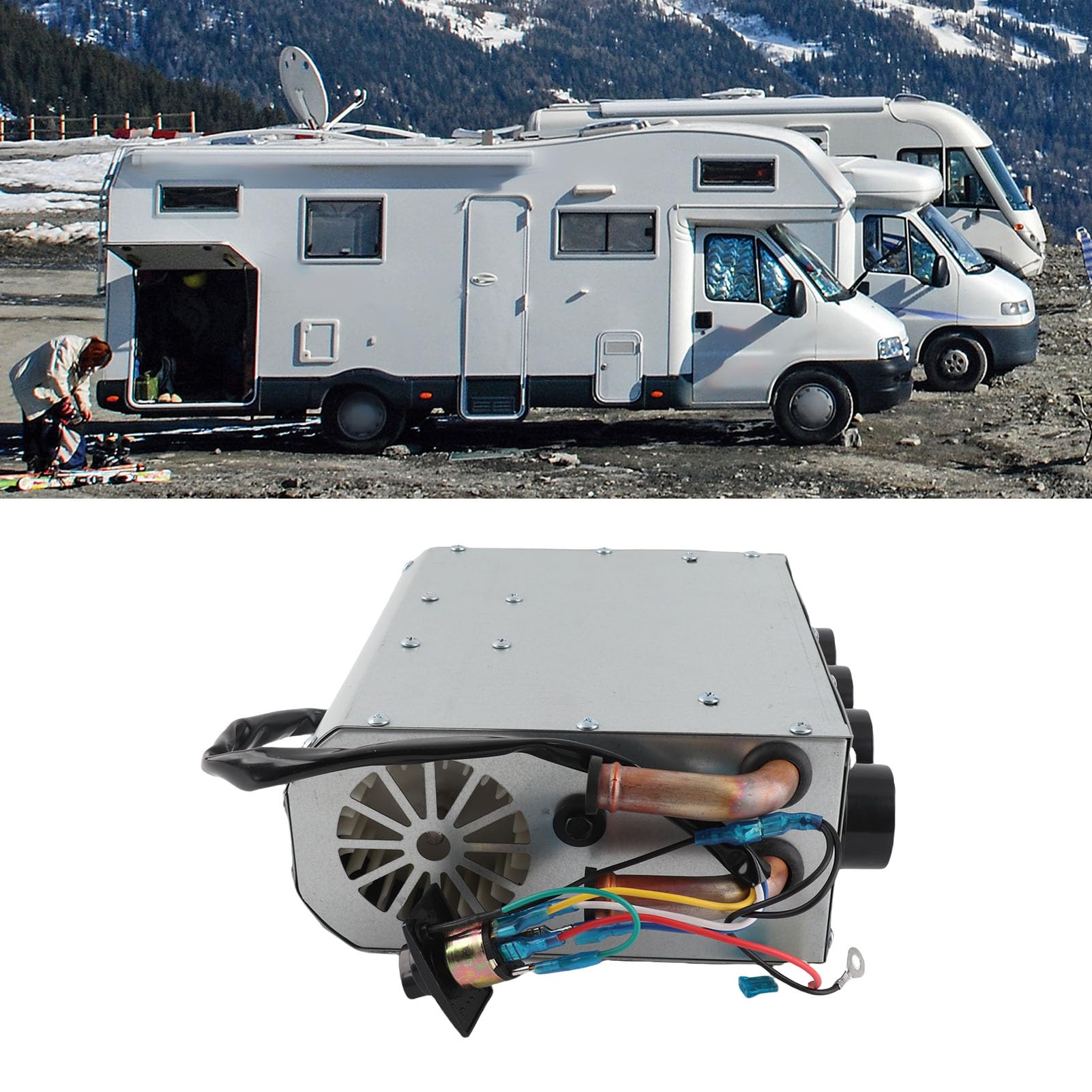 Dilwe Riscaldatore Sottoscocca Universale in Metallo, Kit Sbrinatore per Auto, 4 Prese d'aria, Interruttore a 3 velocità, 80 W, Riscaldamento Rapido per Auto, Camion, Barche, con Serbatoio