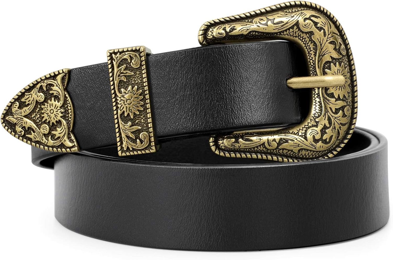 WERFORU Western Belt For Women,Cowgirl Cowboy Belt For Jeans Pants With Silver Vintage Western Buckle
