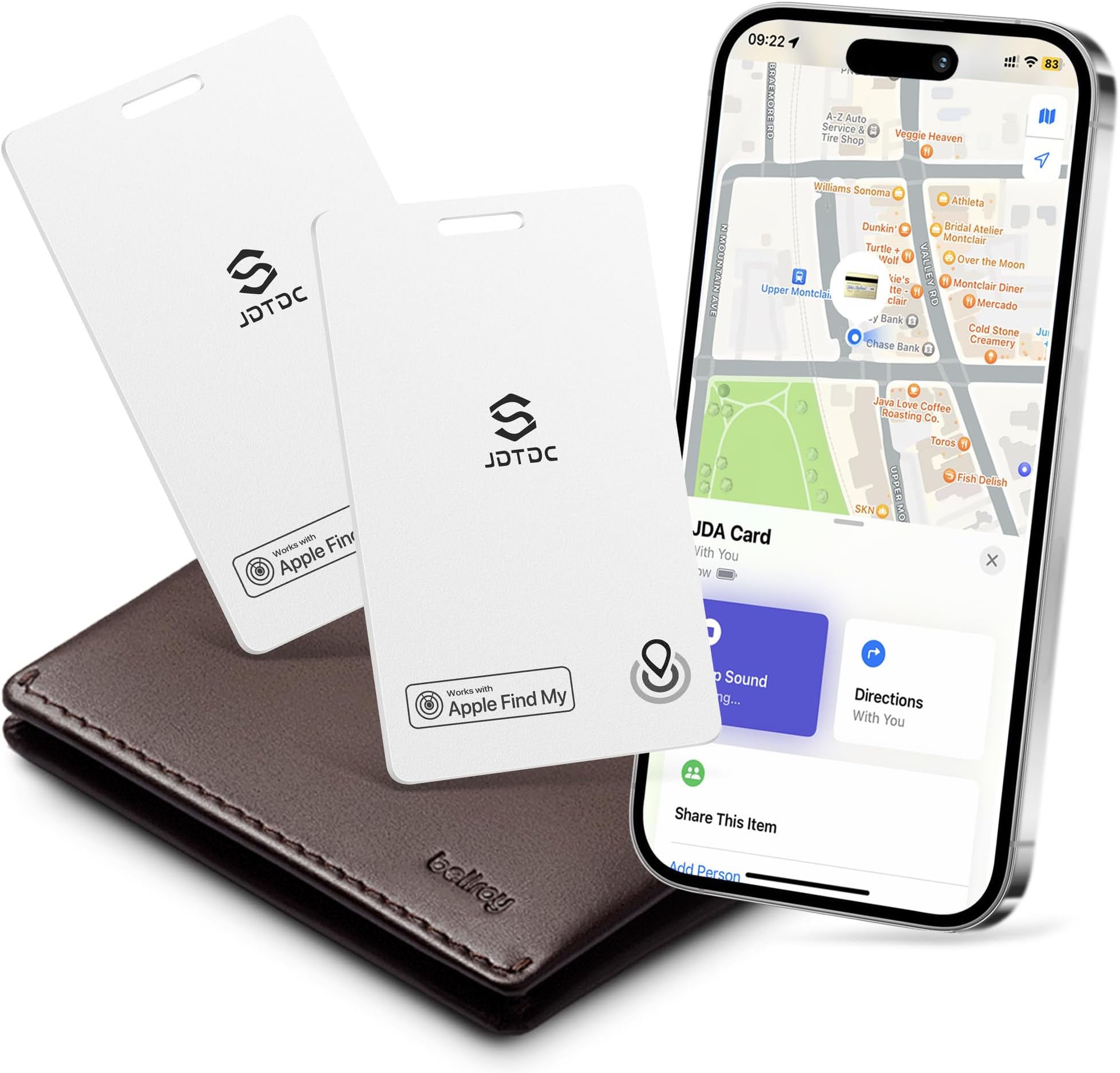 Find-My-Card, Apple MFi Certified Wallet-Tracking-Card Work with Apple Find My (iOS Only), Item-Finder Smart-Credit-Card-Tracker, Wallet-Locator-Card Luggage-Tracker, IP68 Waterproof,2 Pack