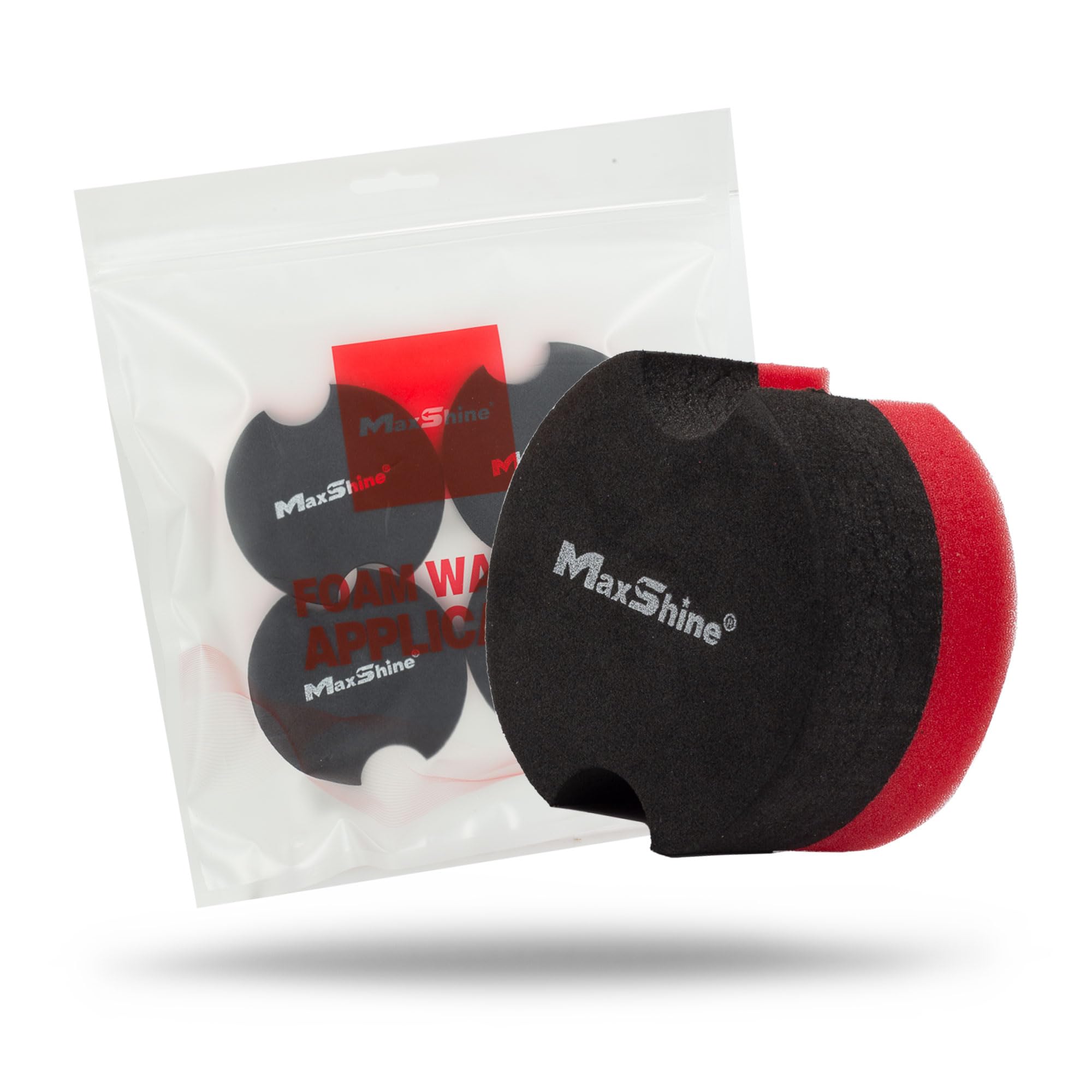 Maxshine Wax Applicator Pad | 2.9 Inch, Grey & Red, EVA Dual-Layer Foam | Ergonomic Grip, Scratch-Free, Washable | for Car Wax, Sealant & Dressing Application