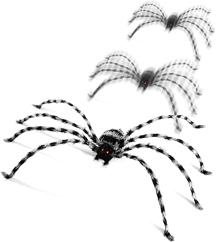 Decoración de araña animatrónica de Halloween de 4 pies, araña animada para caminar de 48 pulgadas con sonido y luz activada, movimiento aterrador