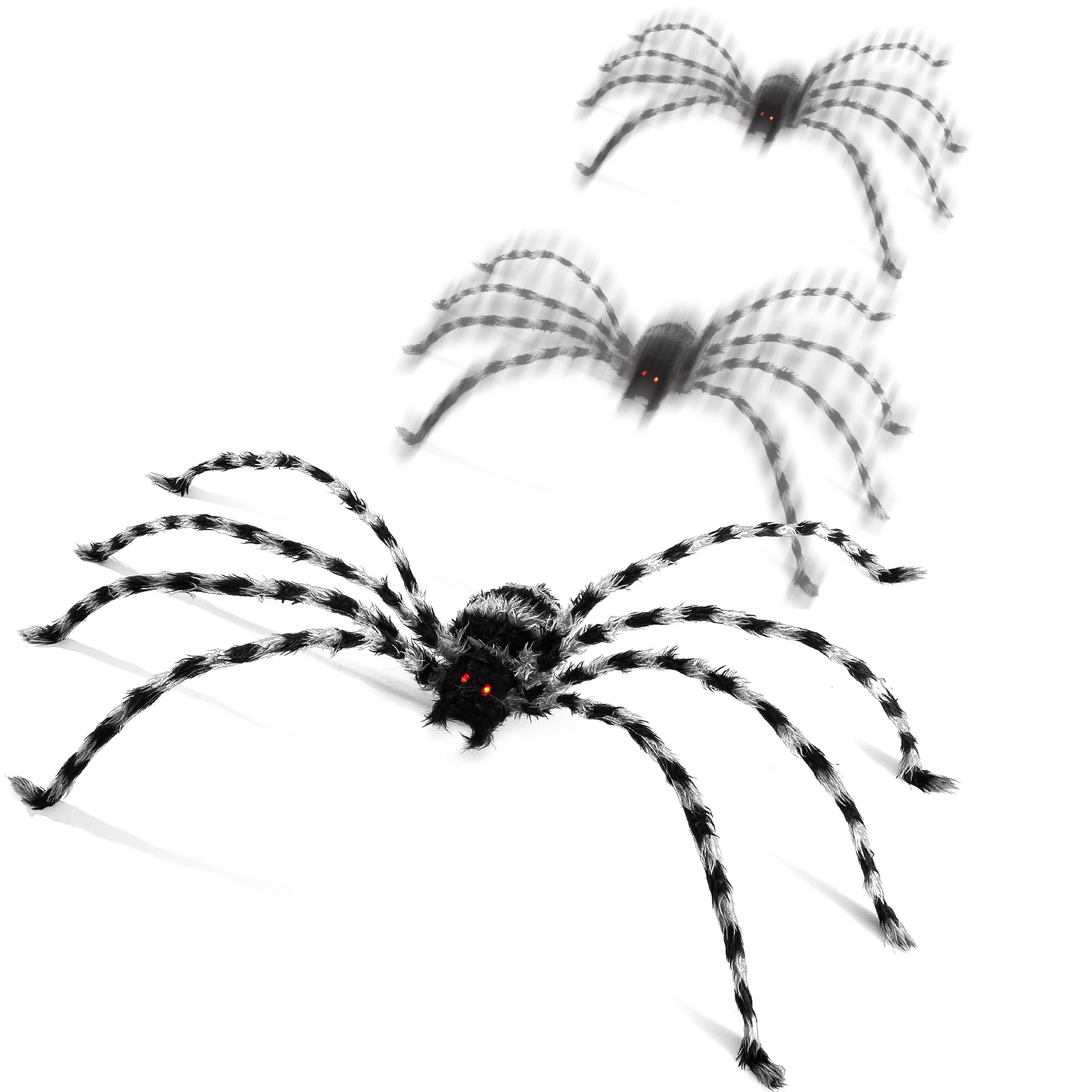 Halloween Animatronics 4ft Crawling Spider Decorations, 48inch Animated Walking Spider with Sound & Light Activated, Creepy Scary Move, Light Up Eyes, Haunted Decor Horror Prop for Indoor, Outdoor