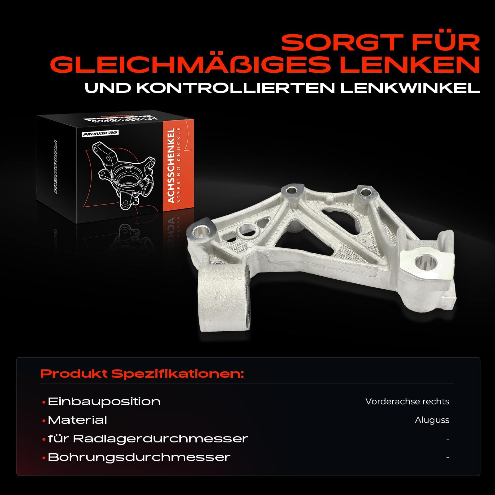 Frankberg Achsschenkel Radaufhängung Vorne Rechts Kompatibel mit Fox Schrägheck 5Z1 5Z3 5Z4 1.2L 1.4L 2005-2011 Polo 6N2 1.4L 1999-2001 Polo 9A 9N 1.2L-1.9L 2001-2009 Replace# 6Q0199294D