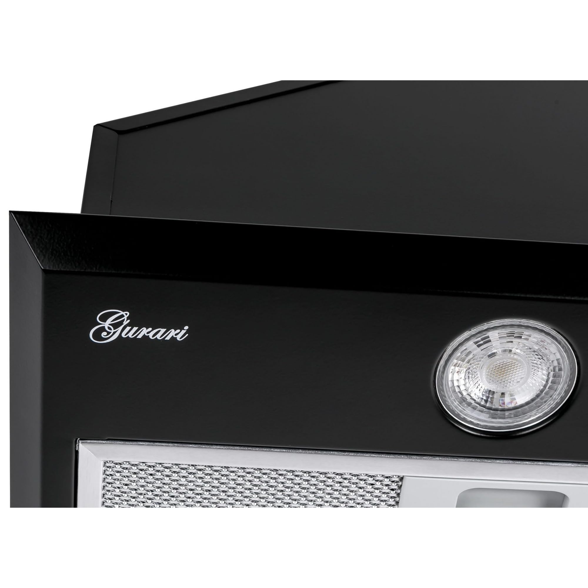 Gurari Campana extractora empotrada 52 cm GCH B 051 52 BL, color negro, motor potente 1000 m³/h, silenciosa 49-68 dB, LED, filtros metálicos lavables, recirculación y salida de aire