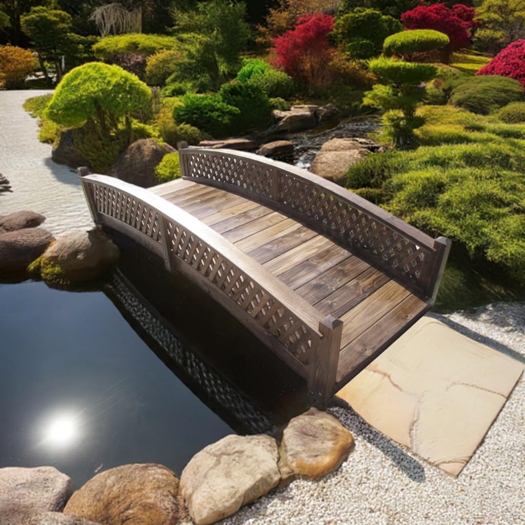 SamsGazebos Butterfly Garden Bridge with Diamond Lattice Railings 6 ft