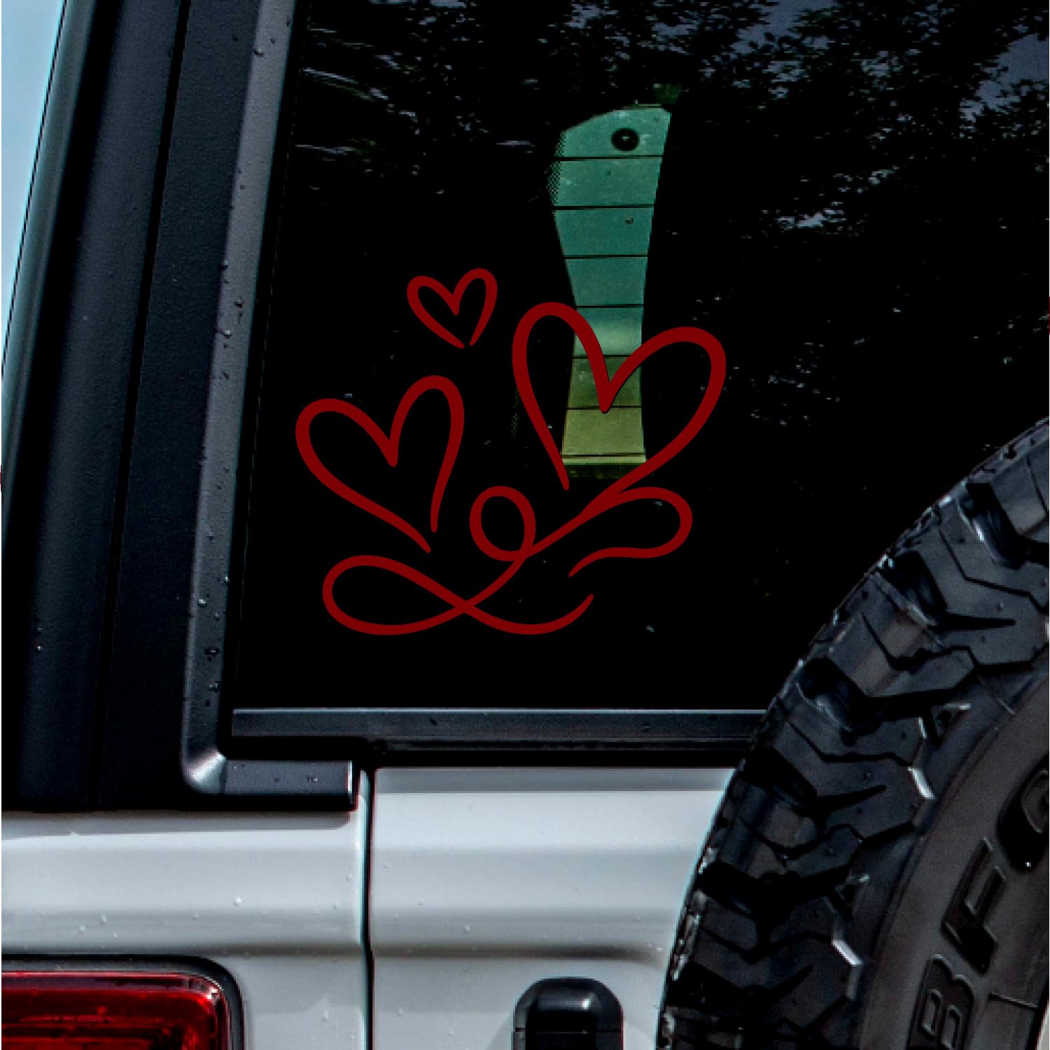 (2 Pcs Burgundy 6.6'' x 5.6'') - No Background - Waterproof of 3 Hearts Silhouette Sticker Decal for Laptops, Water Bottles, Cars, Trucks, Wall Ideal Gift - 925VER1K15323RE