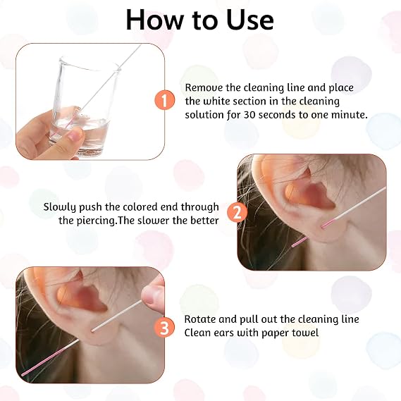 180 Pcs Ear Hole Cleaner Piercing Cleaner Floss Disposable Earring Hole Cleaner Floss, Nose Ring Cleaner Piercing Floss, Ear Hole Cleaner for Girls Women Men Ear Piercing Care Kit