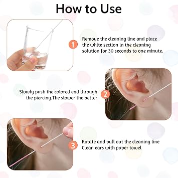 180 Pcs Ear Hole Cleaner Piercing Cleaner Floss Disposable Earring Hole Cleaner Floss, Nose Ring Cleaner Piercing Floss, Ear Hole Cleaner for Girls Women Men Ear Piercing Care Kit