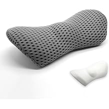 Ergonomic Lumbar Support Cushion,Comfortable Memory Foam Back Support for Office Chair, Lumbar Pillow with Breathable 4D Mesh for Car Seat Back Pain ReliefGrey