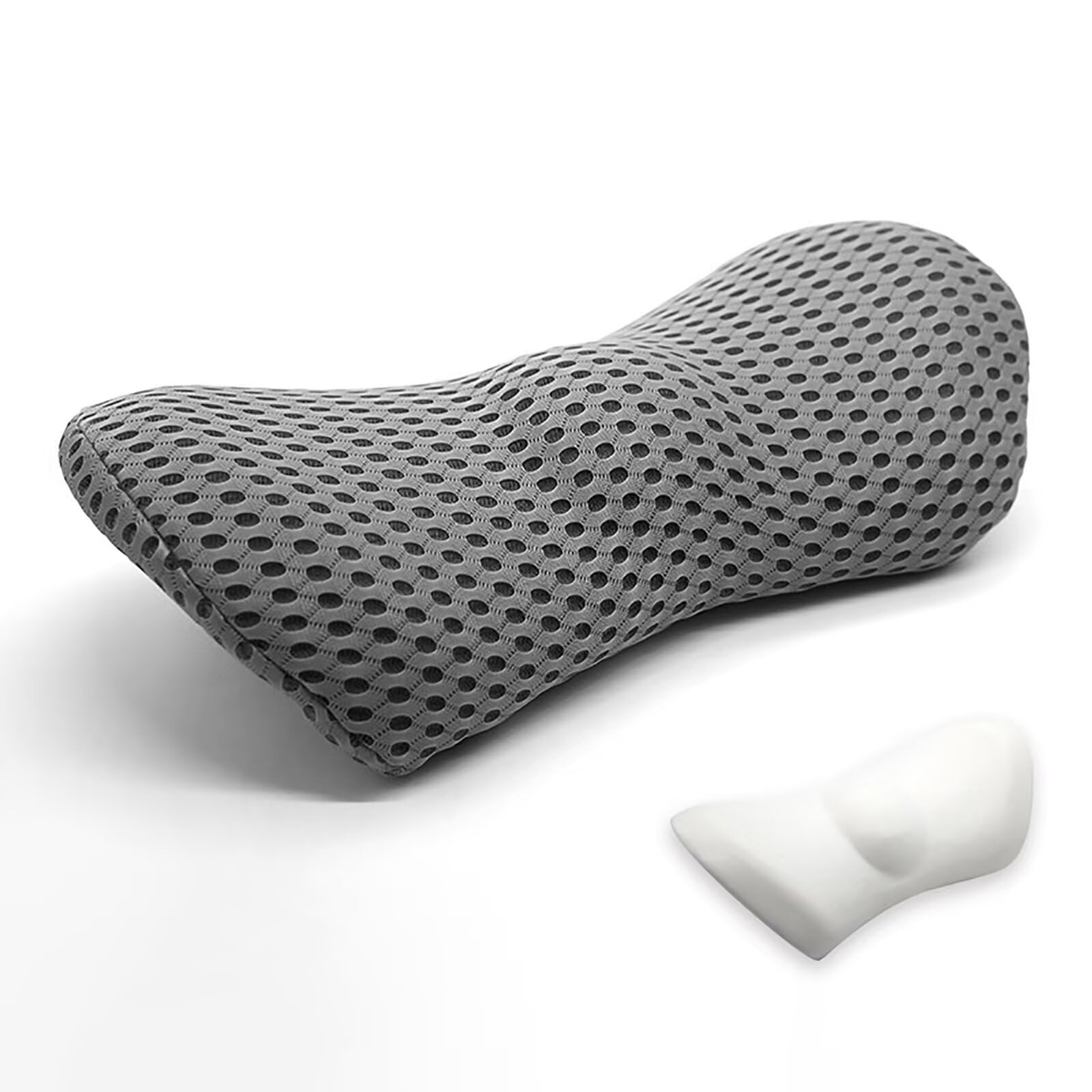 Edumov Ergonomic Lumbar Support Cushion,Comfortable Memory Foam Back Support for Office Chair, Lumbar Pillow with Breathable 4D Mesh for Car Seat Back Pain Relief(Grey)