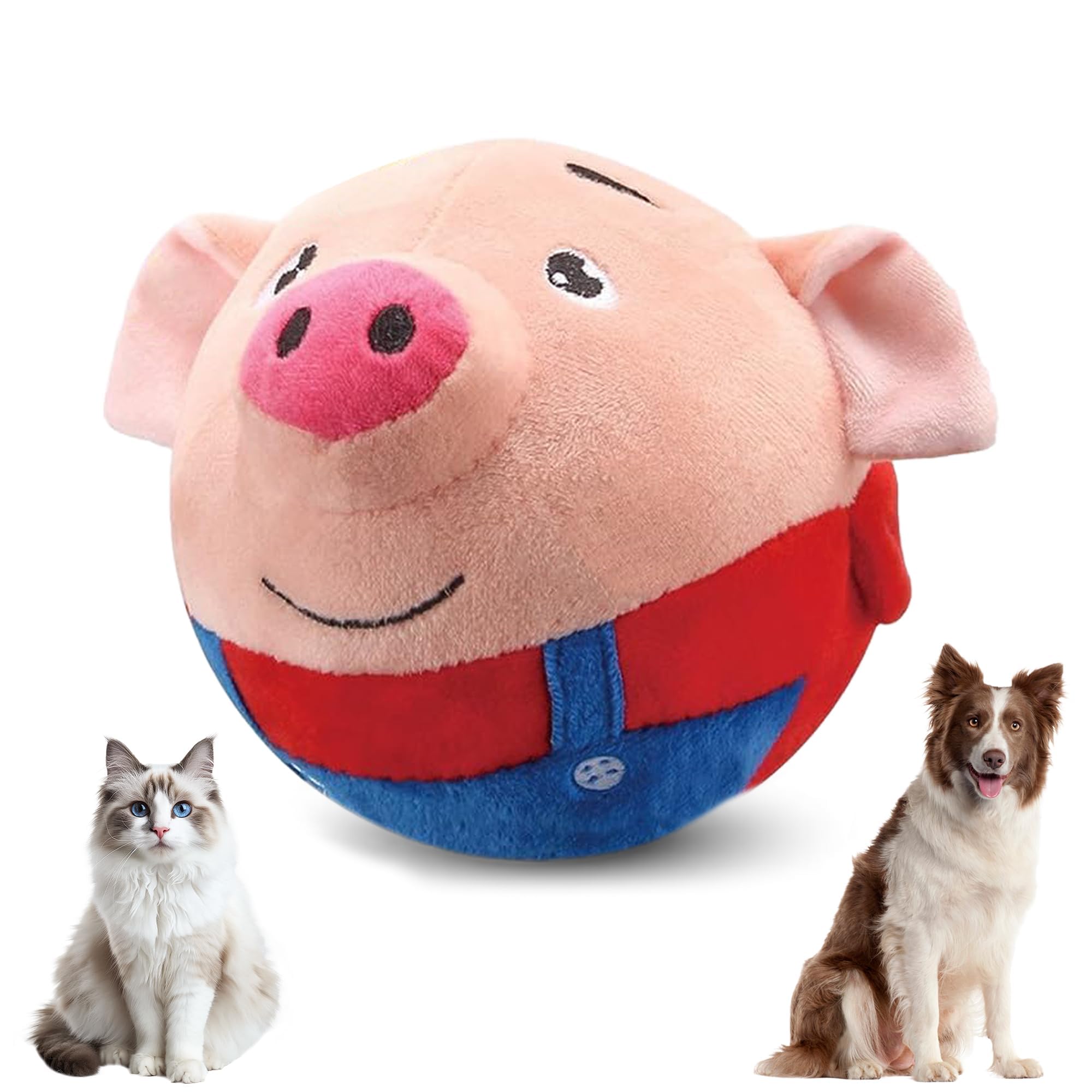 Active Moving Pet Plush Toy Squeaky Plush Mobile Dog Ball Interactive Electronic Dog Toys Washable Pet Ball Mobile