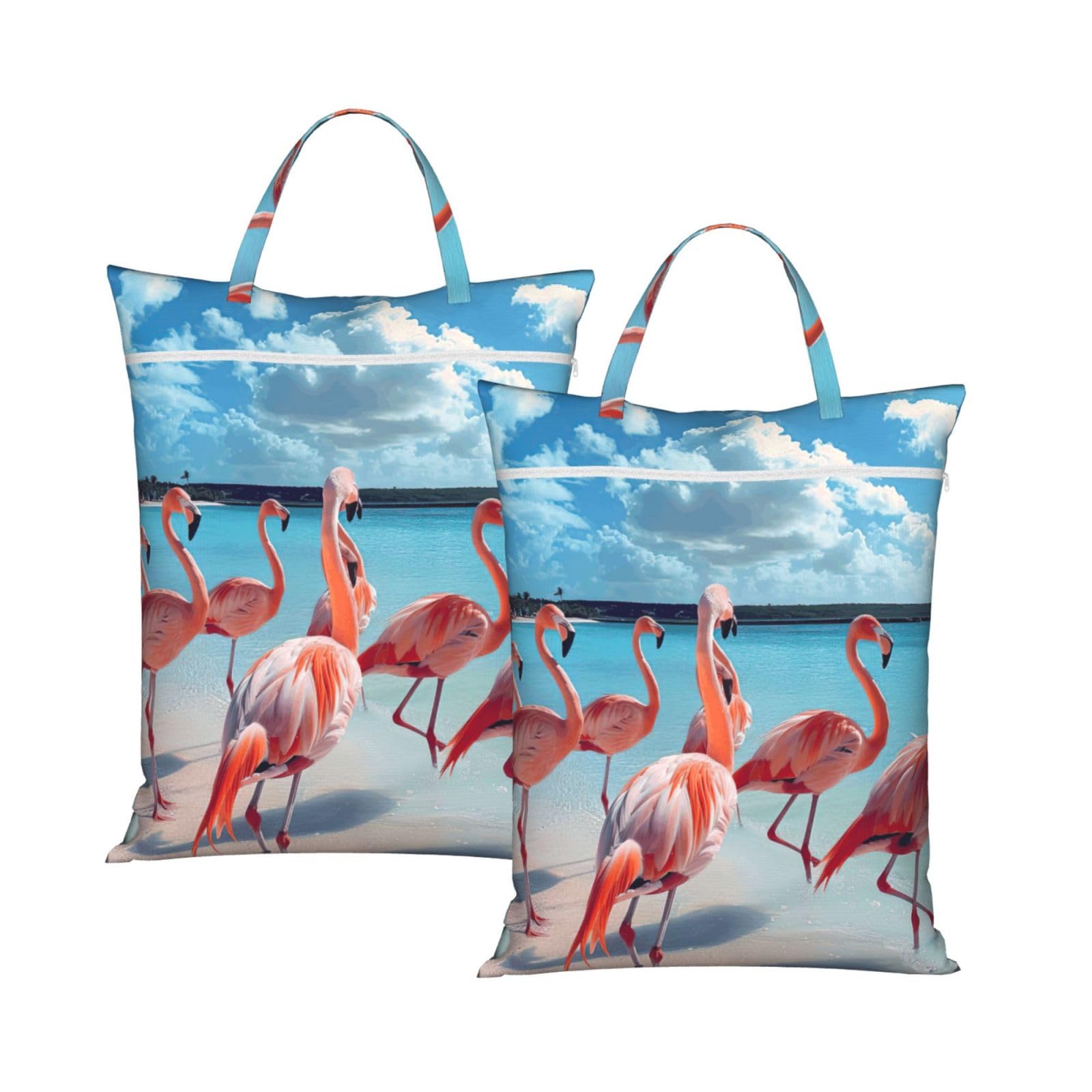 Sac à linge de voyage pliable imperméable motif flamant rose grand format