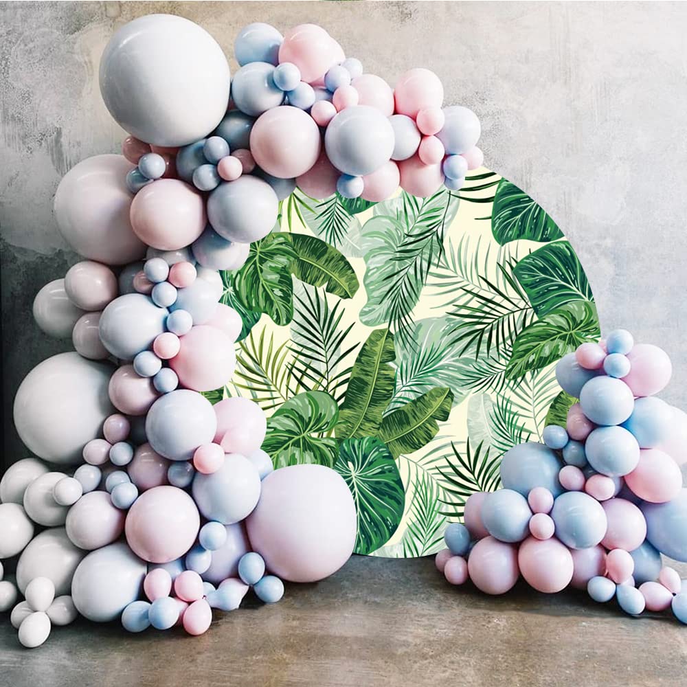 Laeacco Runder Fotohintergrund 2,3m – Tropische Palmenblätter, Polyester, Für Dschungel-Party & Fotoshootings