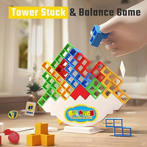 Miniatura 2 de Juego Tower Stack de 32 piezas con 22 cartas de juego, bloques de construcción de equilibrio para niños y adultos, juegos de mesa para fiestas