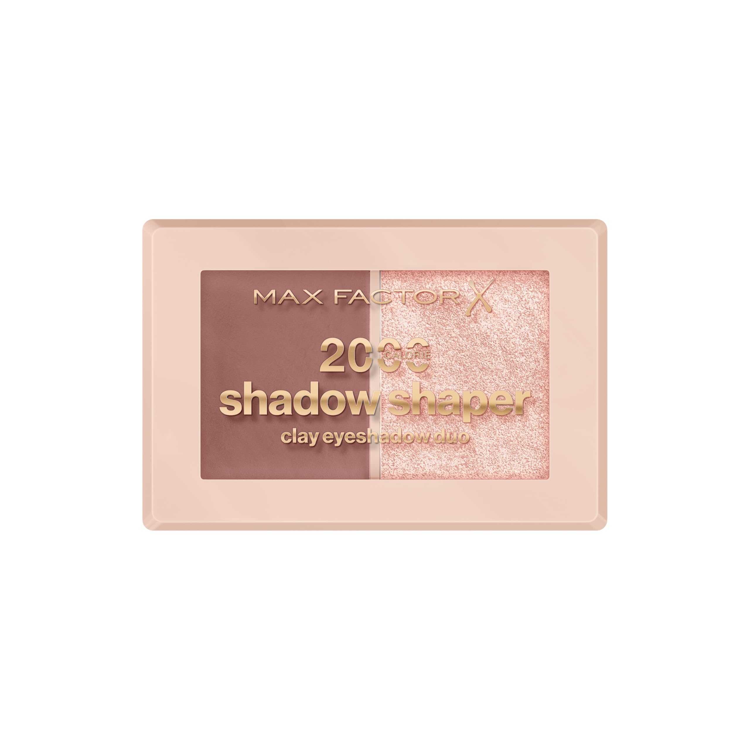 Max Factor 2000 Calorie Shadow Shaper Duo Eyeshadow Palette, 10 Clay Gleam – With Matte & Shimmer Shades – 2-Step Eye Contour – Bouncy Clay-to-Powder Formula, 4g