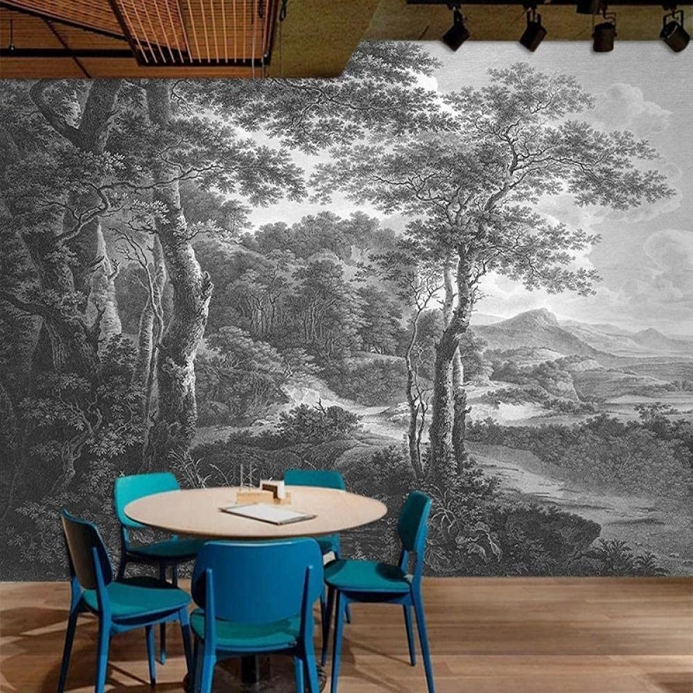 Paisaje Forestal Arte De La Pared Mural, Auto-Adhesivo 3D Mural Grande, Respetuoso Del Medio Ambiente Resistente A Las Manchas Dormitorio De Lujo De Papel Tapiz De Decoración Del Hogar De Pintura De