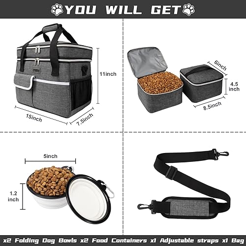 Miniatura 5 de BAGLHER Bolsa de viaje para perros  Juego de organizador de viaje para mascotas de fin de semana aprobado por aerolíneas de doble capa para perros y