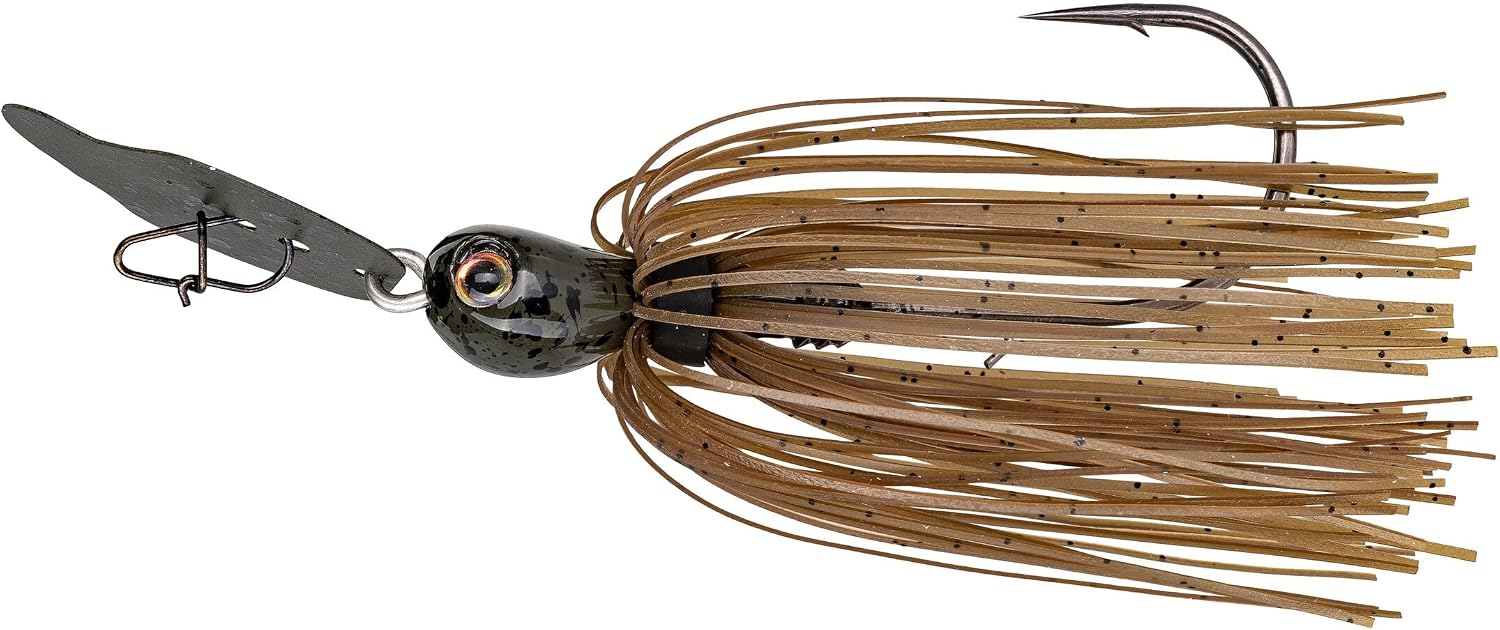 Strike King Thunder Cricket Fishing Lure, Vibrating Swim Jig, Silver Blade, 4/0 Jungle-Style Flipping Hook