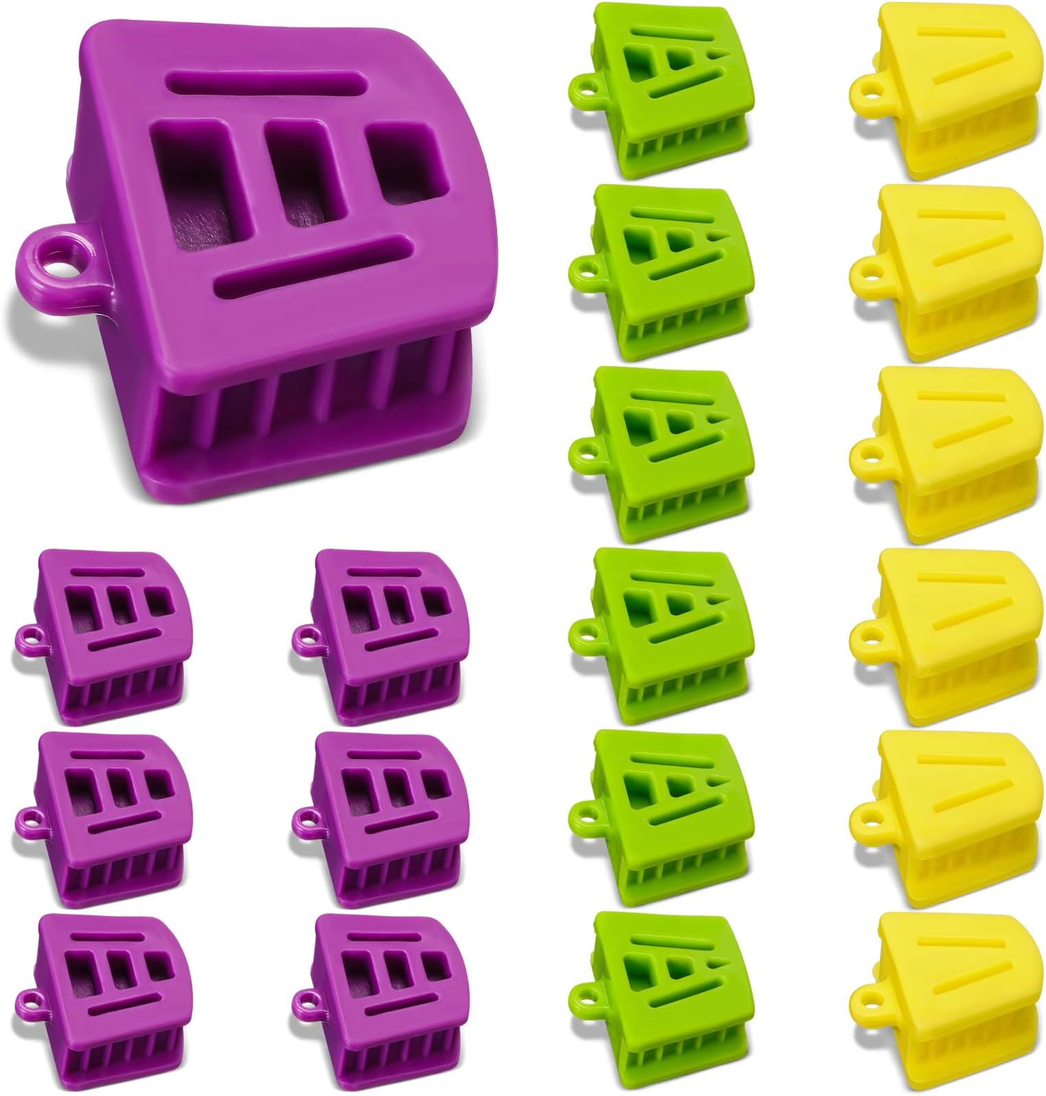 Dental Bite Blocks Mouth Props Silicone Dental Bite Blocks Multi Size Dental Mouth Opener for Child Kids Adults Teeth Clenching, Large, Medium and Small (18 Pcs)