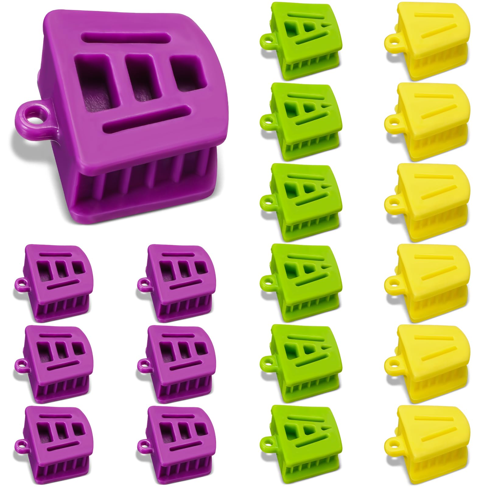 Dental Bite Blocks Mouth Props Silicone Dental Bite Blocks Multi Size Dental Mouth Opener for Child Kids Adults Teeth Clenching, Large, Medium and Small (18 Pcs)