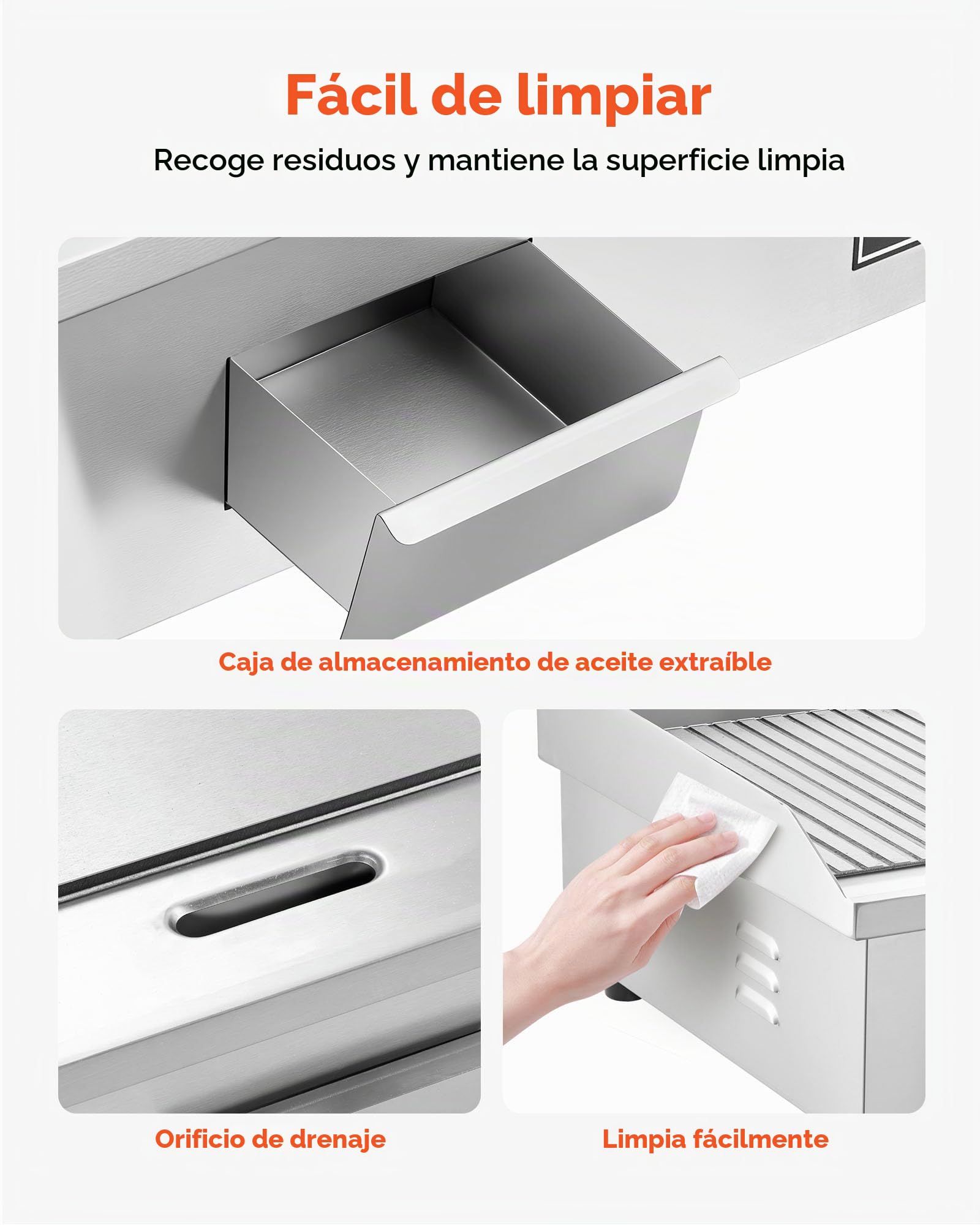 VEVOR Plancha Eléctrica 4400 W 725 x 400 mm, Control de Temperatura 50 a 300 °C, Parrilla de Encimera de Acero Inoxidable con Superficie Plana, 4 Almohadillas para los Pies, para Carne y Panqueques