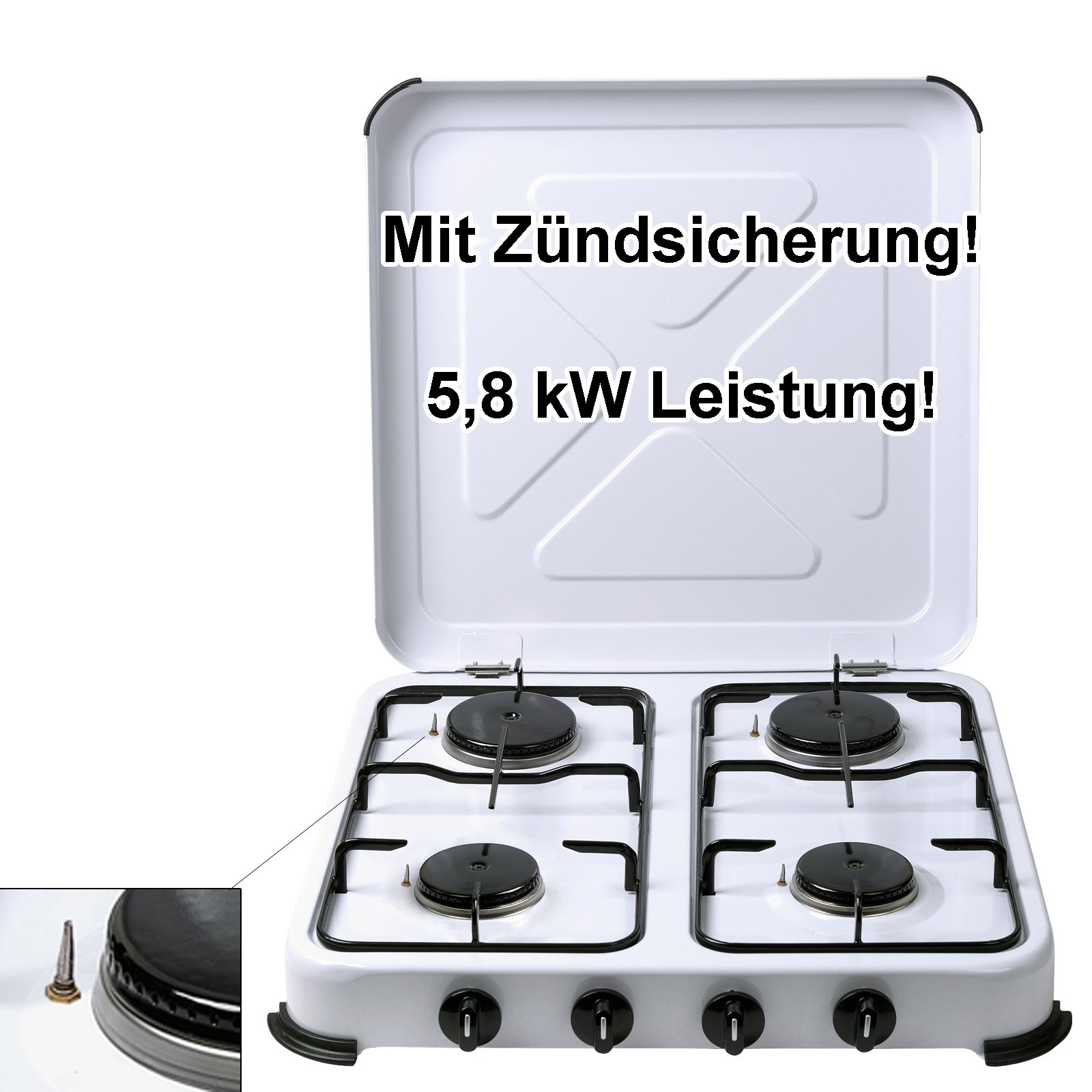 Bluecraft Campingkocher Flame 4-flammig mit Zündsicherung
