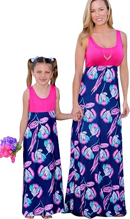 GORIFE Matching Mommy and Me Dresses Family Matching Beach Casual Long Sleeve Clothing Outfits with Plus Size