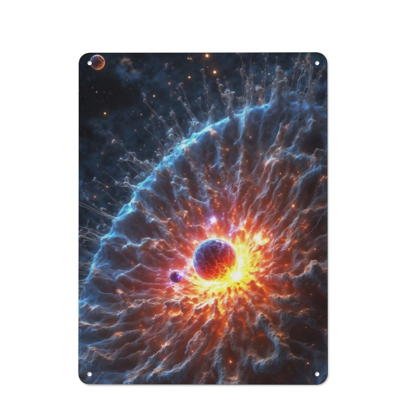 Junmoney Cosmic Explosion Tin Wall Plaque 40X30cm With For Kitchen Or Home Bar, Suited To Kitchen Decor Lovers