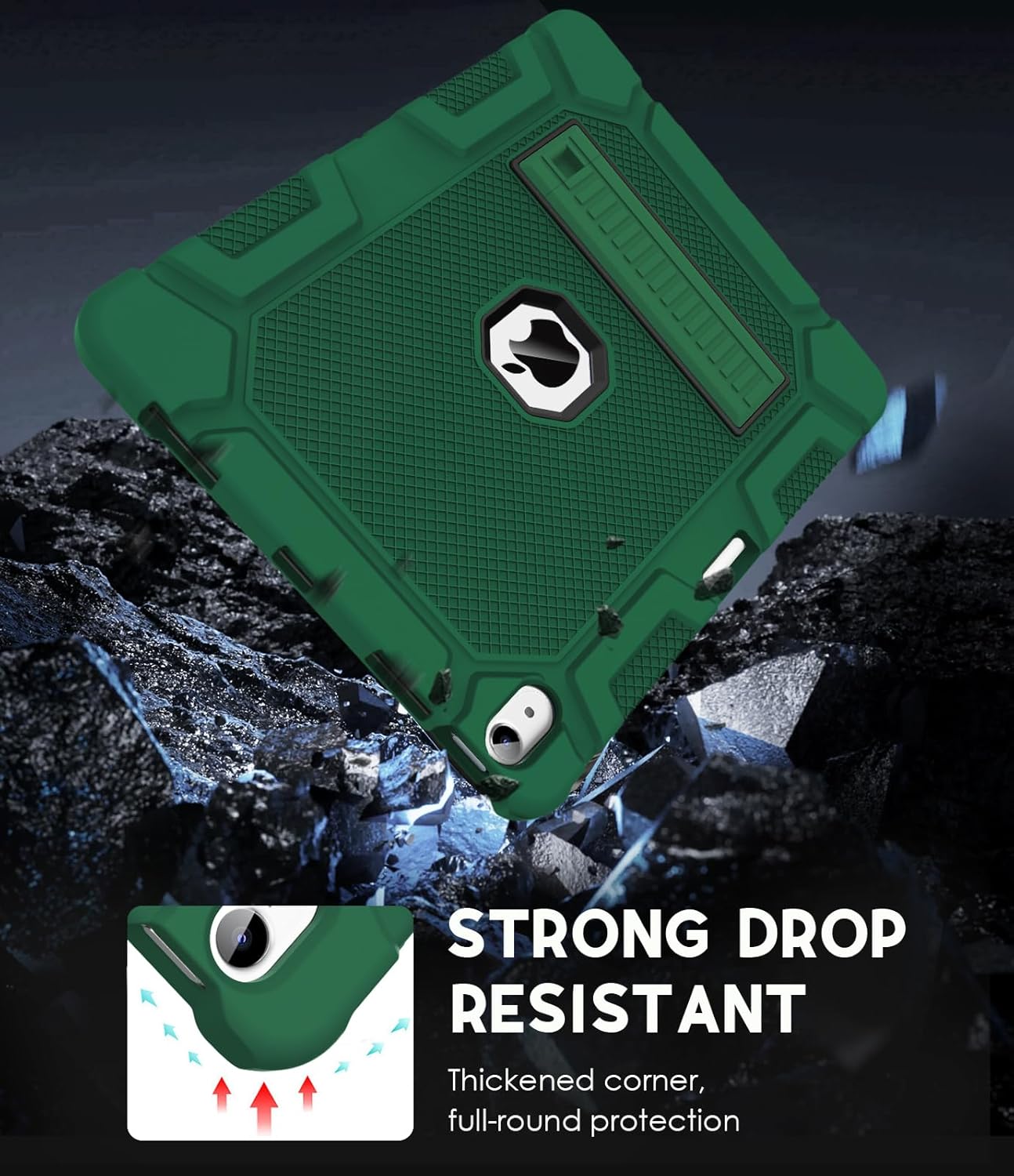 Case for iPad Air 13-inch (M3/M2) 2025/2024, [Built-in Pencil Holder] Heavy Duty Shockproof Rugged High Impact Protective Case for 13 inch iPad Air (2025/2024 Version), Alpine Green - Image 4