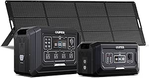 OUPES Mega 3072Wh Power Station Kit with B2 Extra Battery & 240W Solar Panel, 2000W (4500W Peak) LiFePO4 Battery with UPS & App Control