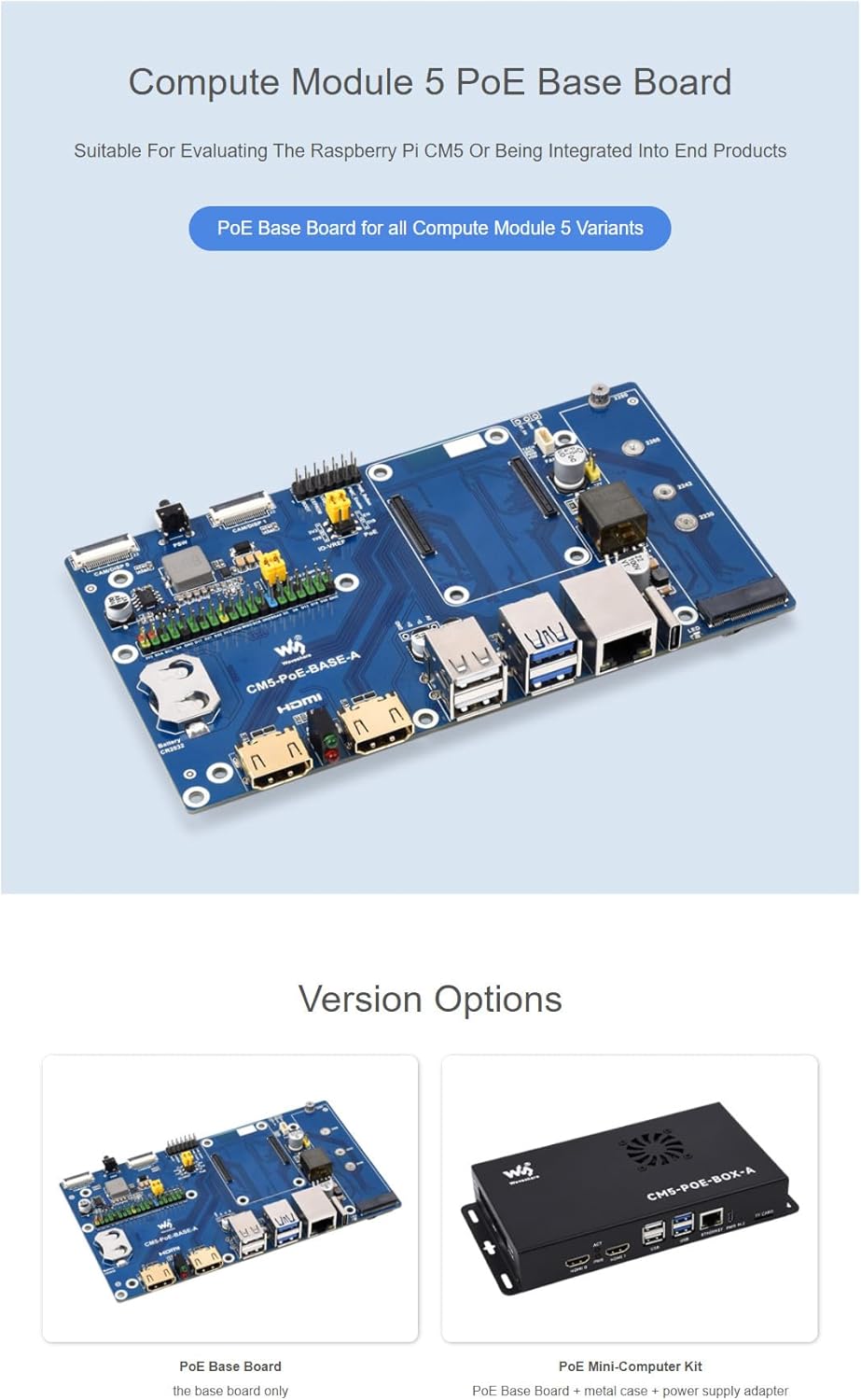 Fits Raspberry Pi Compute Module 5 IO Board with PoE Feature, M.2 NVMe SSD Support, GPIO Header,Ethernet, USB, HDMI &Metal Case, Power Supply,Cooling Fan