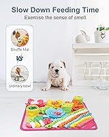 Vista 4 de Tapete de olfateo para perros, gatos, conejos, tapete de alimentación de golosinas para mascotas, 15.4 x 15.4 pulgadas para pequeños y medianos