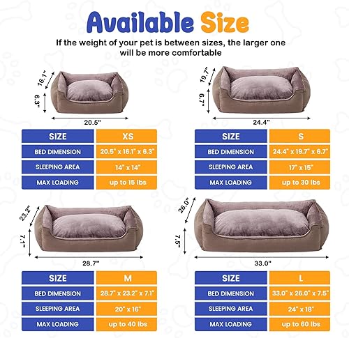 Miniatura 6 de Makigued Cama rectangular para perros de tamaño mediano con funda extraíble lavable, cama para mascotas con lados de refuerzo, parte inferior