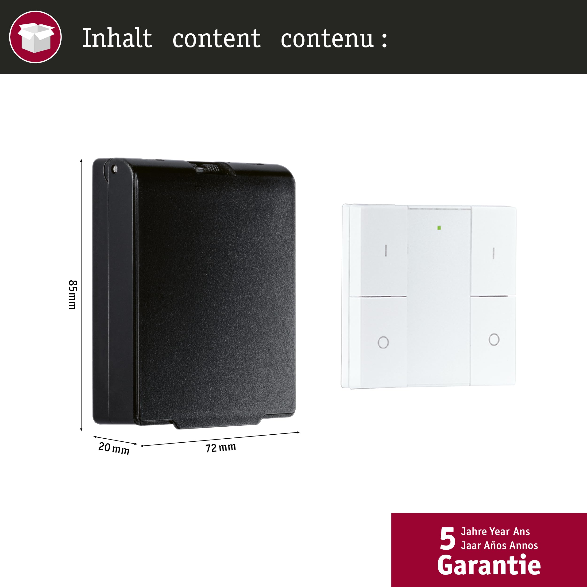 Paulmann 50137 Smart Home Zigbee wyłącznik ścienny Outdoor IP44 on/off/ściem biały sterowanie tworzywo sztuczne