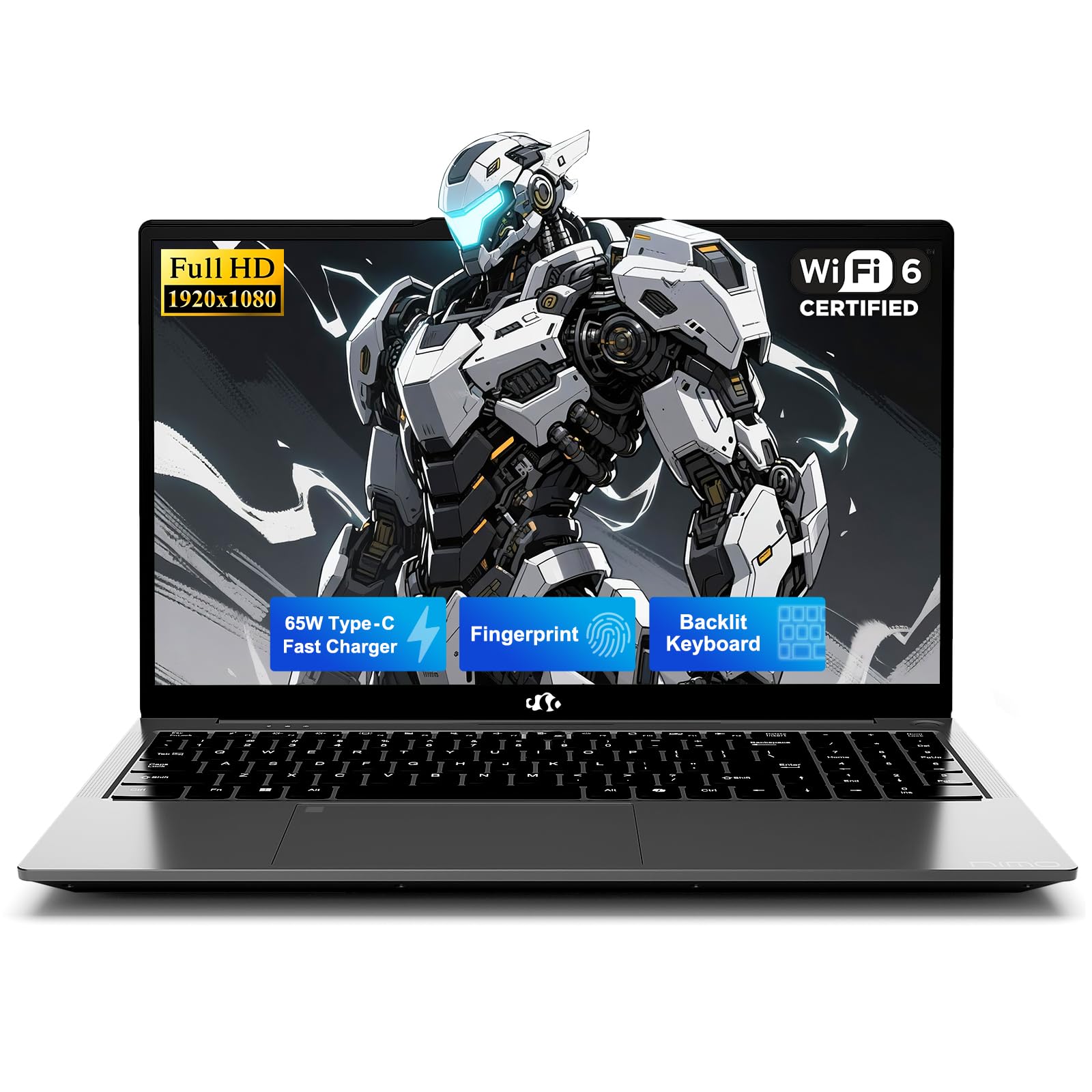 NIMO 15.6'' AI Ready Laptop,Intel 4 Core, Win 11 Computer, 2-Yr Warranty 4GB RAM | 128GB SSD Gray