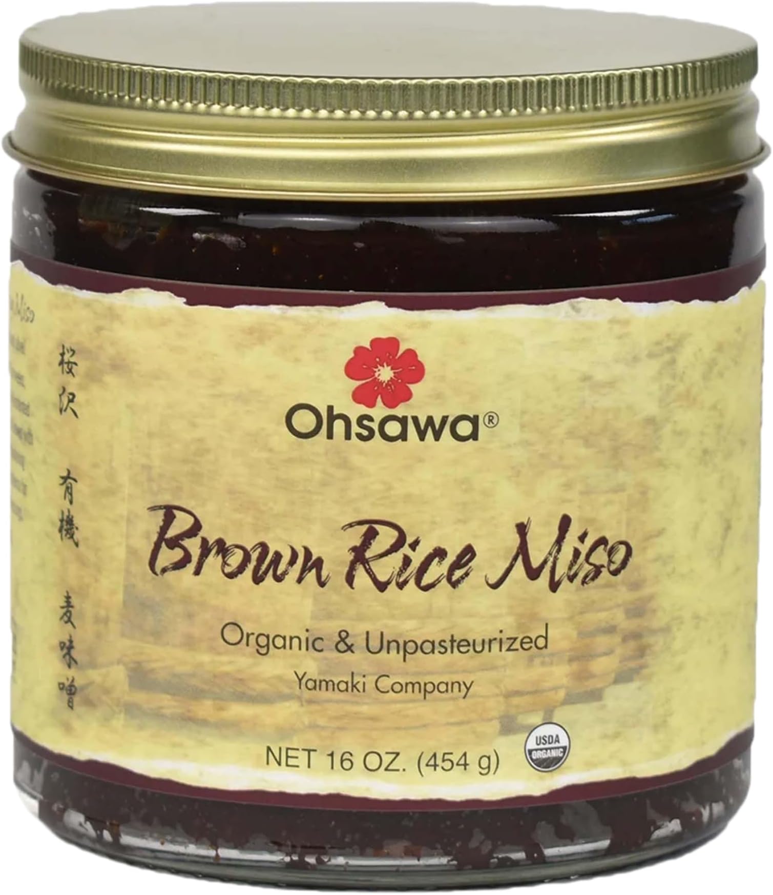 Ohsawa Yamaki - Organic 2-Year Brown Rice Miso, Unpasteurized, Gluten-Free, Vegan Paste for Soups, Sauces, Marinades, Japanese Flavor - 1 lb
