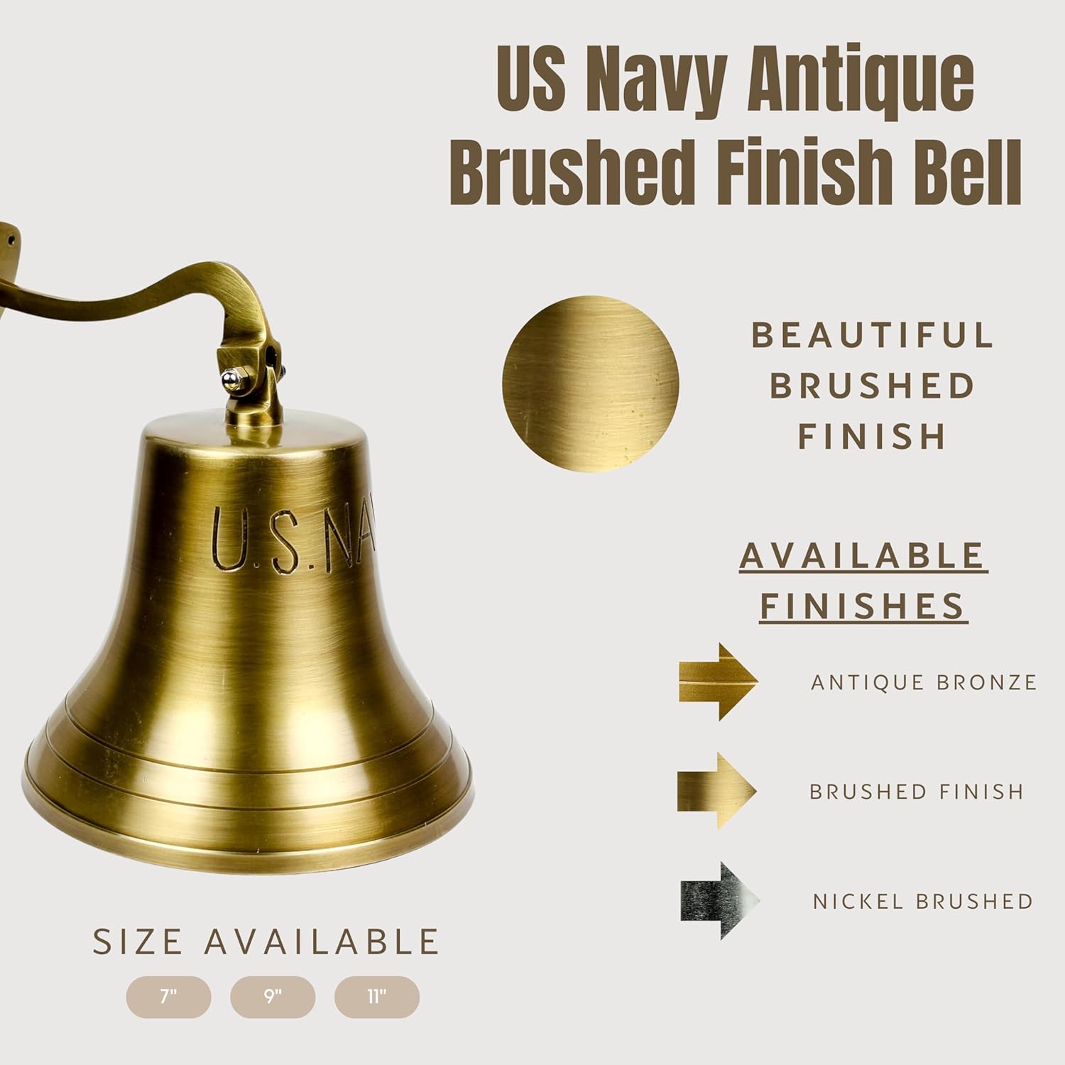 10" Brass US Navy Ship Bell - Nautical Replica