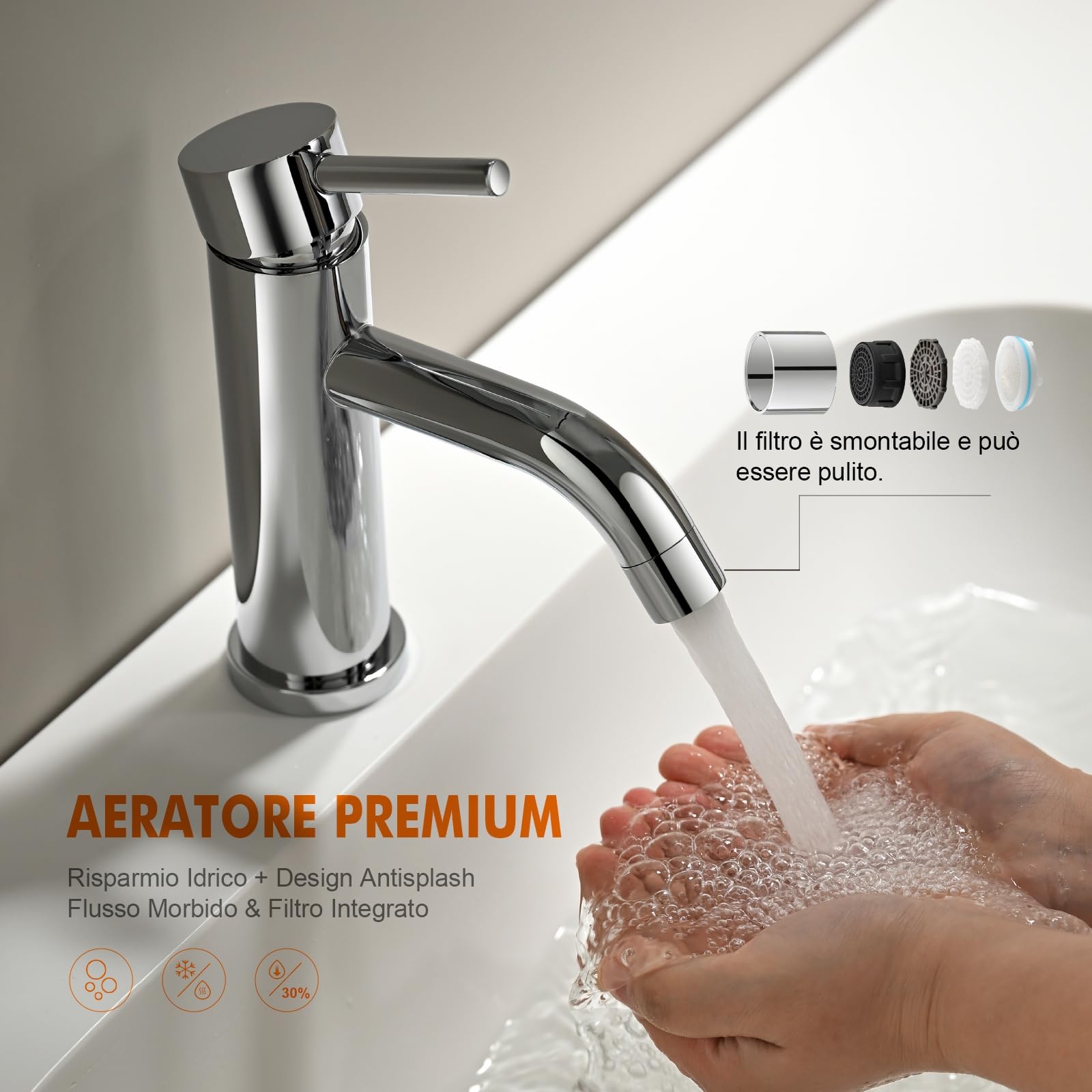 Miscelatore Bidet Ibergrif Monocomando - Cromo, Design Moderno, Facile Pulizia