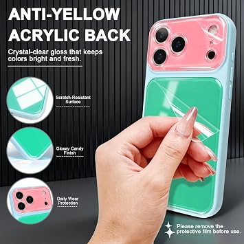 for iPhone 17 Pro Max Case,Green Pink