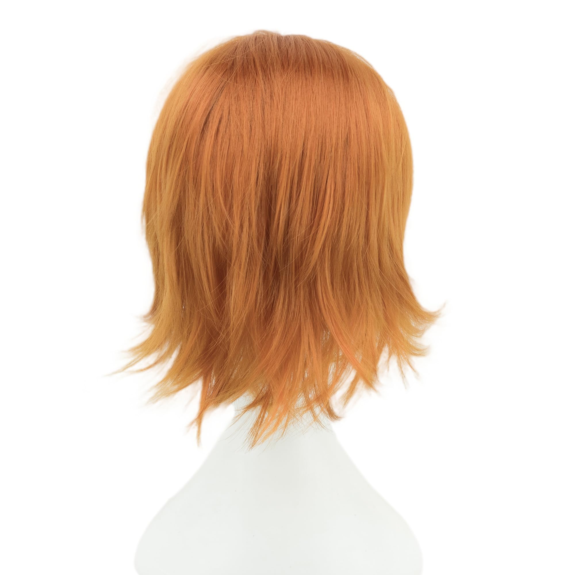 IMISSU Unisex Short Hair Party Wig with Bangs Halloween Costume Wigs (Orange) - Image 3