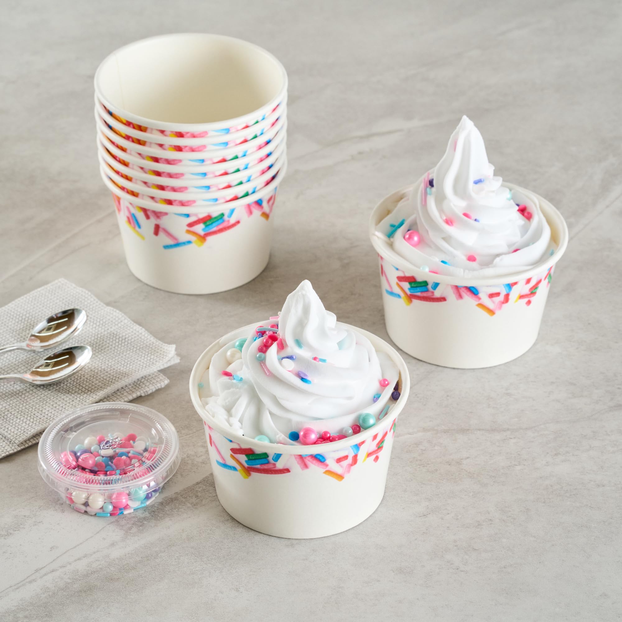 Restaurantware Eisbecher 200 Stück 226.8 g auslaufsichere Einweg-Dessertschale Frozen Joghurtbecher runder Papierbehälter für kalte und heiße Desserts