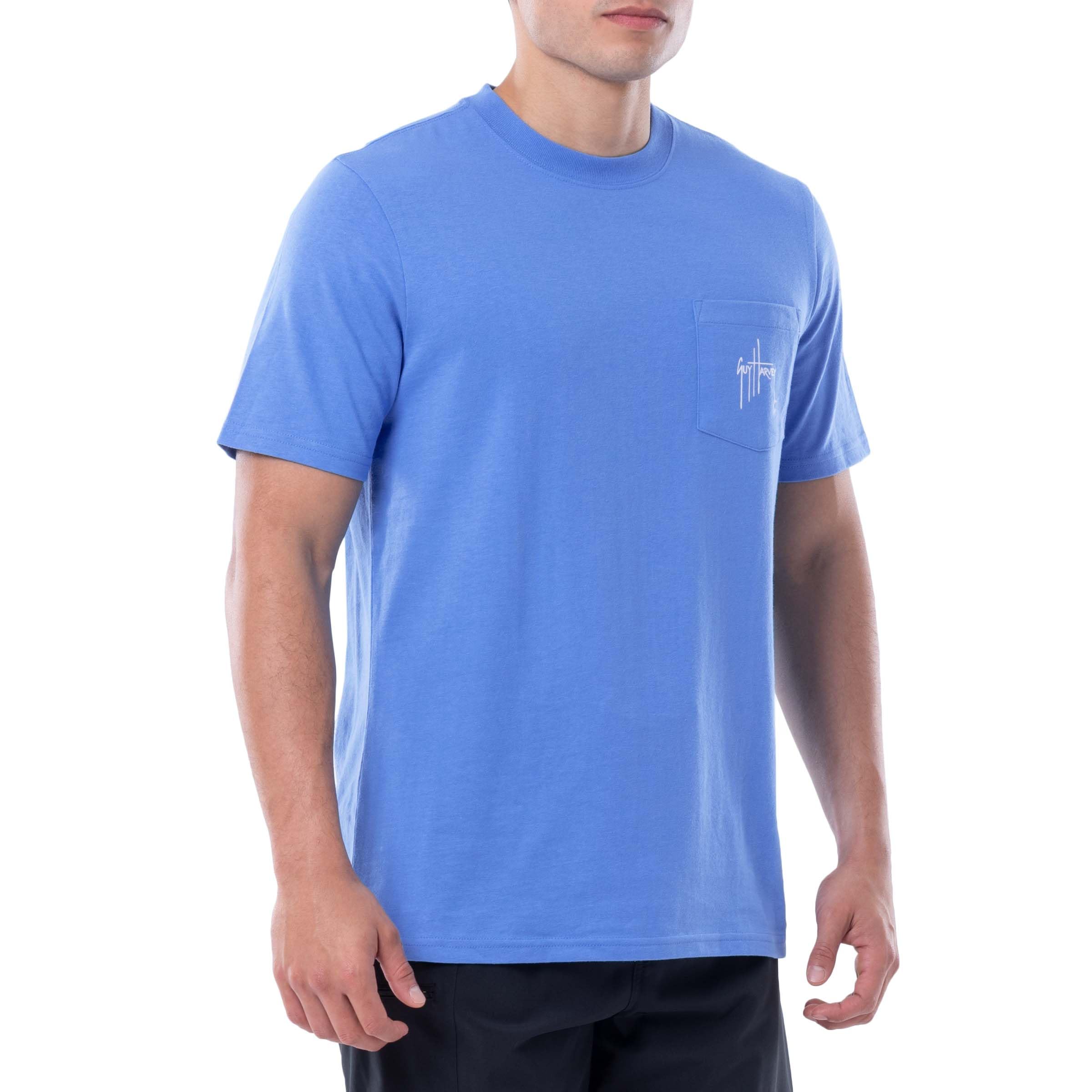 Guy Harvey Camiseta de manga corta con bolsillo para hombre Billfish Collection