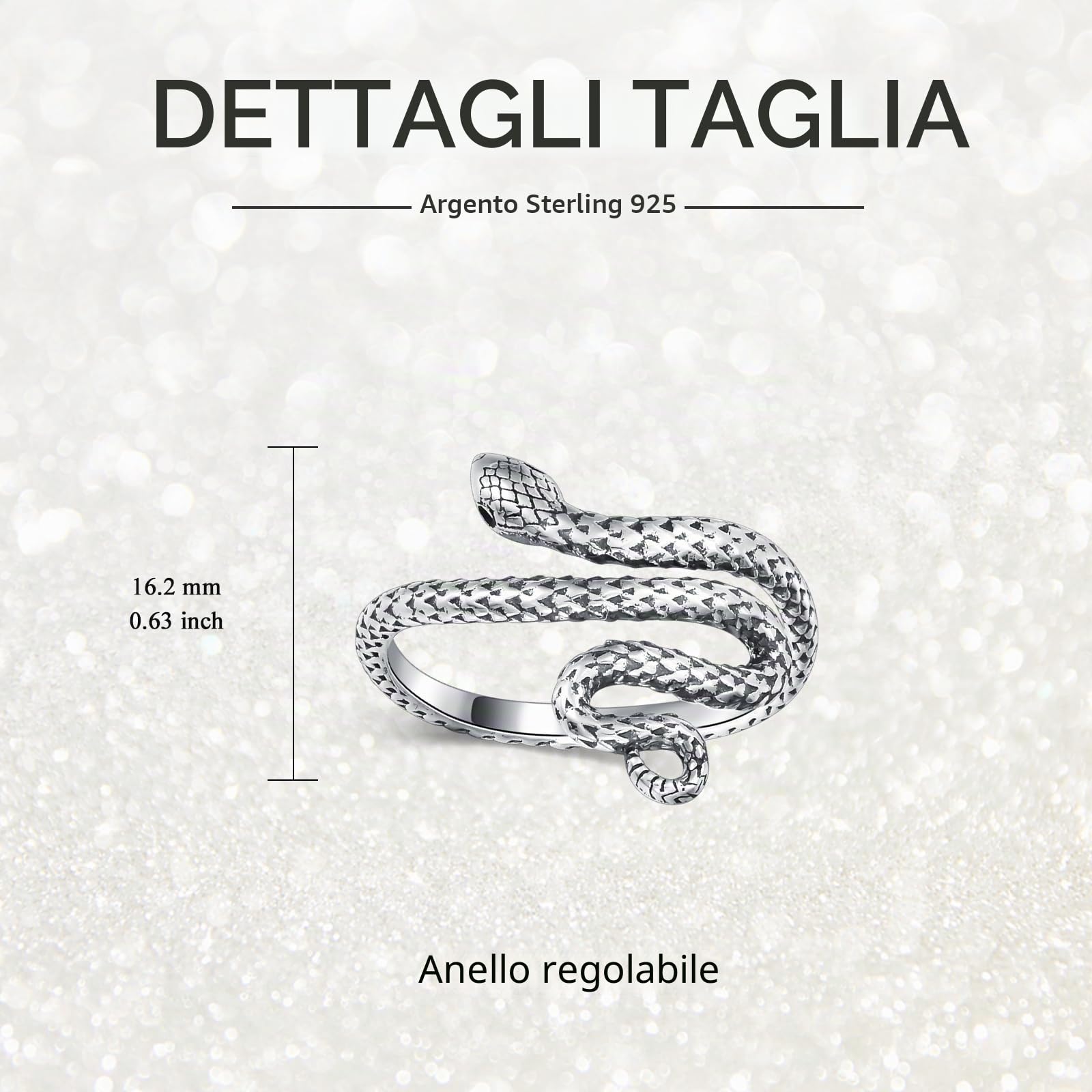 VONALA Anello a serpente da donna, in argento Sterling 925, regolabile, regalo per donne, amici, famiglia