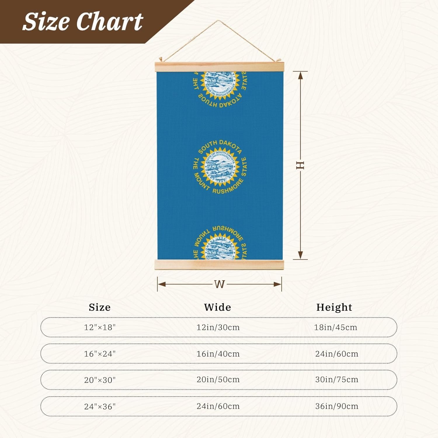South Dakota Flag Print Poster Hanger,Hanging Poster, Poster Frame,Wood Poster Hanger, For Wall Hanging