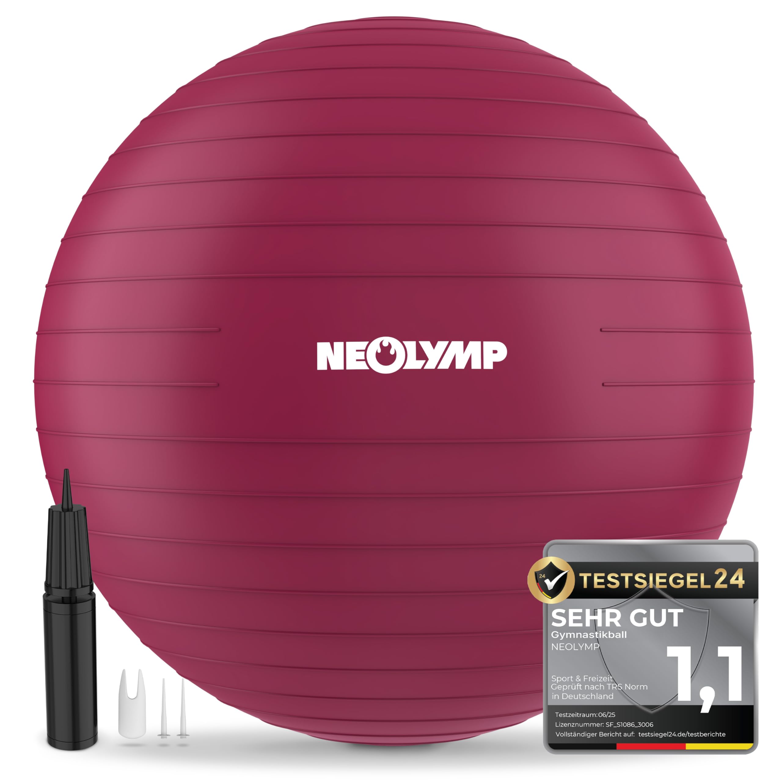 NEOLYMP Gymnastikball - Sitzball Büro ergonomisch in 3 Größen S/M/L - bis 300 kg belastbar, rutschfest & Anti Burst - Pilates Ball, Pezziball, Schwangerschaftsball, Yoga Ball für Homeoffice