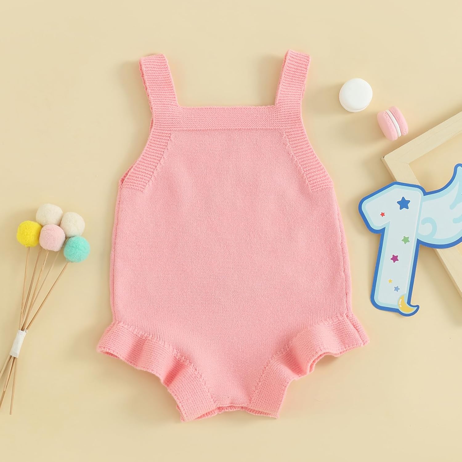 Infant Baby Girl Sleeveless Knit Romper Half and One Birthday Outfit Cute Baby Girl Summer Clothes - Image 7