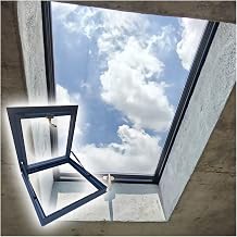 Aluminum Alloy Frame Roof Skylight with Tempered Glass, Good Light Transmittance, Easy-to-Install Skylight Well for Roof30x30in76x76cm