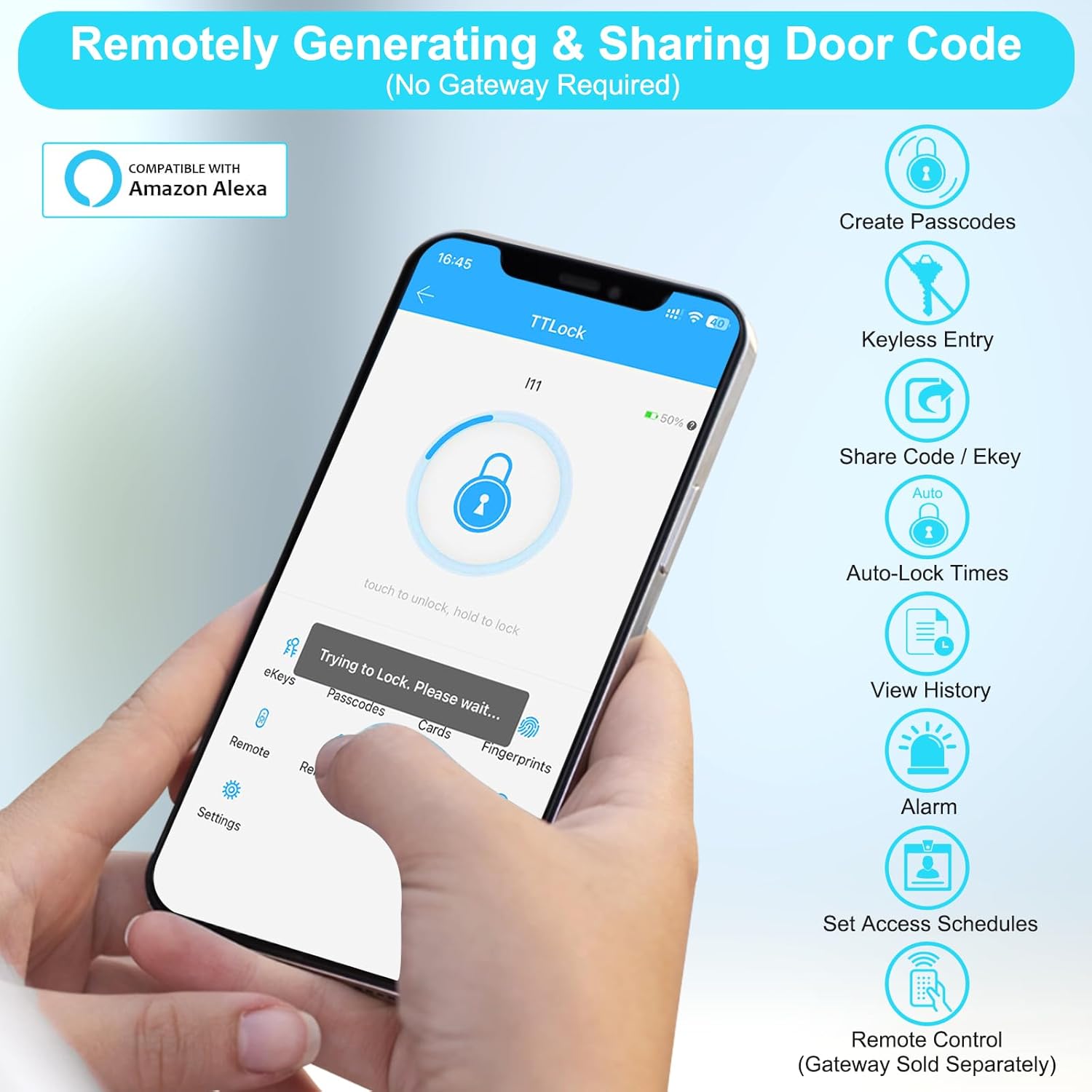 Smart Door Lock with Handle,Fingerprint Exterior Locks,Wireless APP Control, Keyless Entry Digital Lock for Front/Interior Door,Biometric Door Knob,Smart Locks for Home, Apartment, Office(Black)
