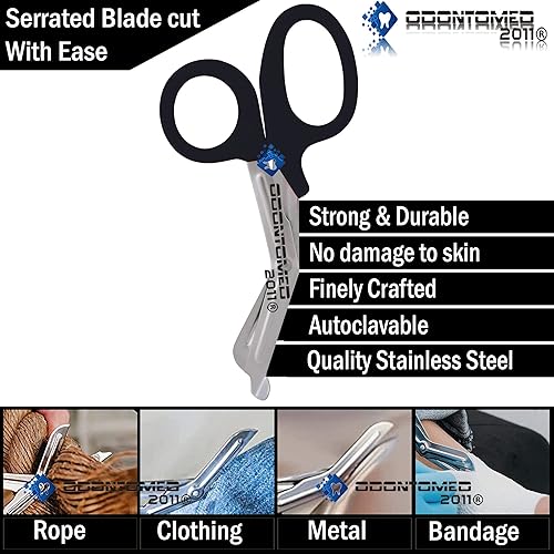 Miniatura 8 de Utilidad odontomed2011 ® 50 PCS paramédico vendaje de primeros auxilios Acero Inoxidable Trauma EMT EMS Tijeras Tijeras 7,25 "Lo Negro ODM